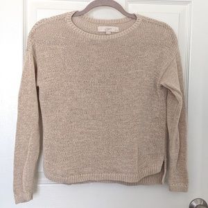 Loft Knit Oatmeal Sweater Petite XS